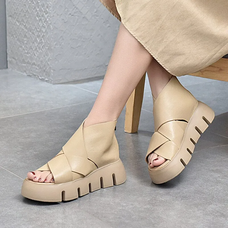 Ladies Genuine Leather Wedges Sandals