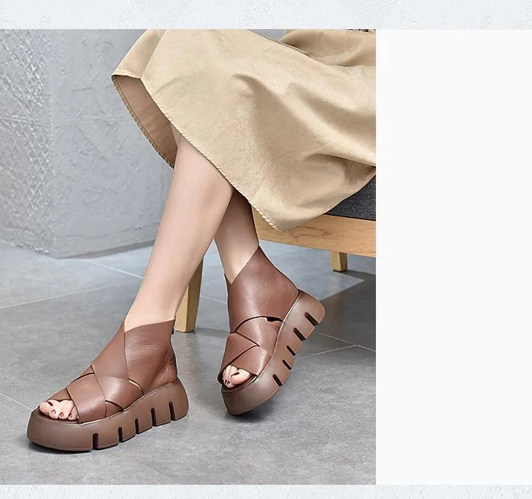 Ladies Genuine Leather Wedges Sandals