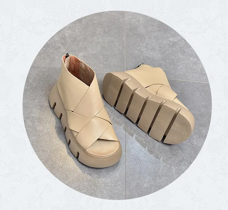 Ladies Genuine Leather Wedges Sandals