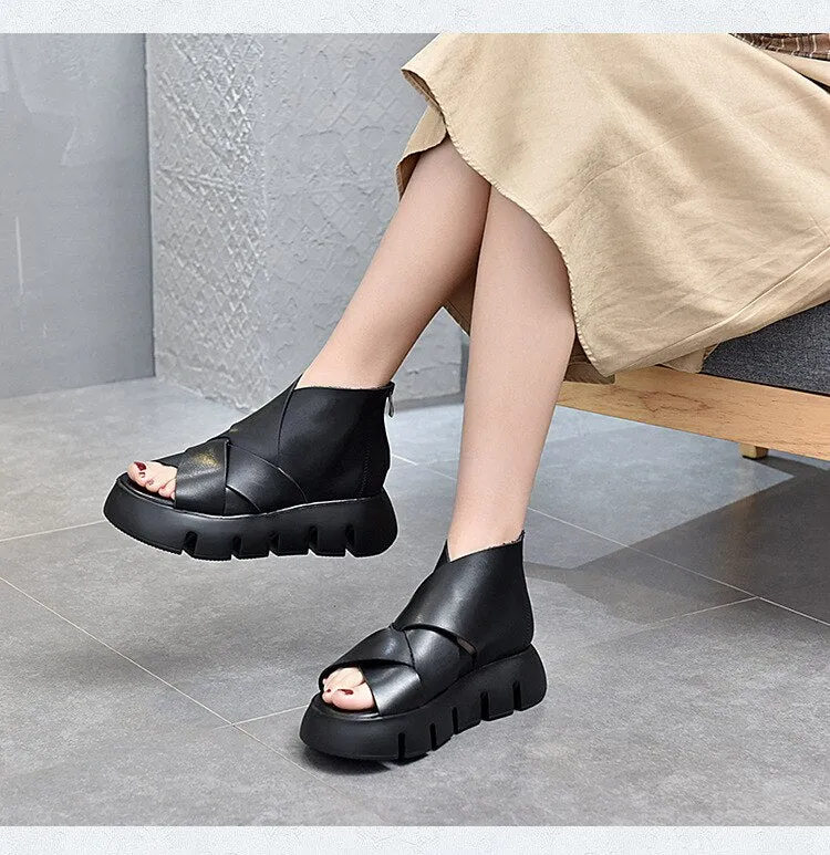 Ladies Genuine Leather Wedges Sandals