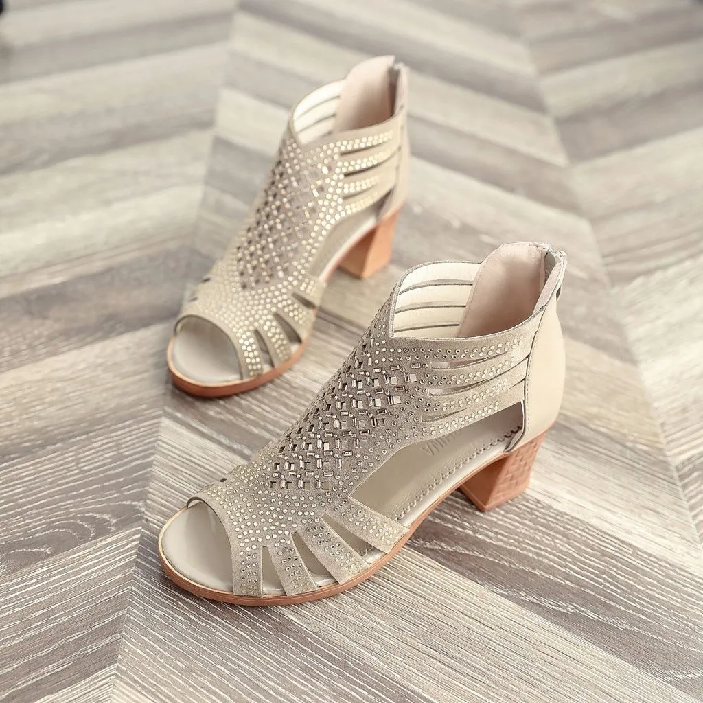 Ladies high heels women sandals Fashion Fish Mouth Hollow Roman Shoes