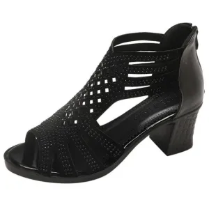 Ladies high heels women sandals Fashion Fish Mouth Hollow Roman Shoes
