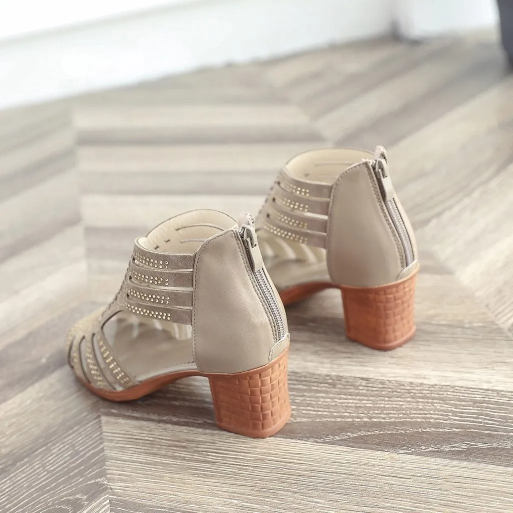 Ladies high heels women sandals Fashion Fish Mouth Hollow Roman Shoes