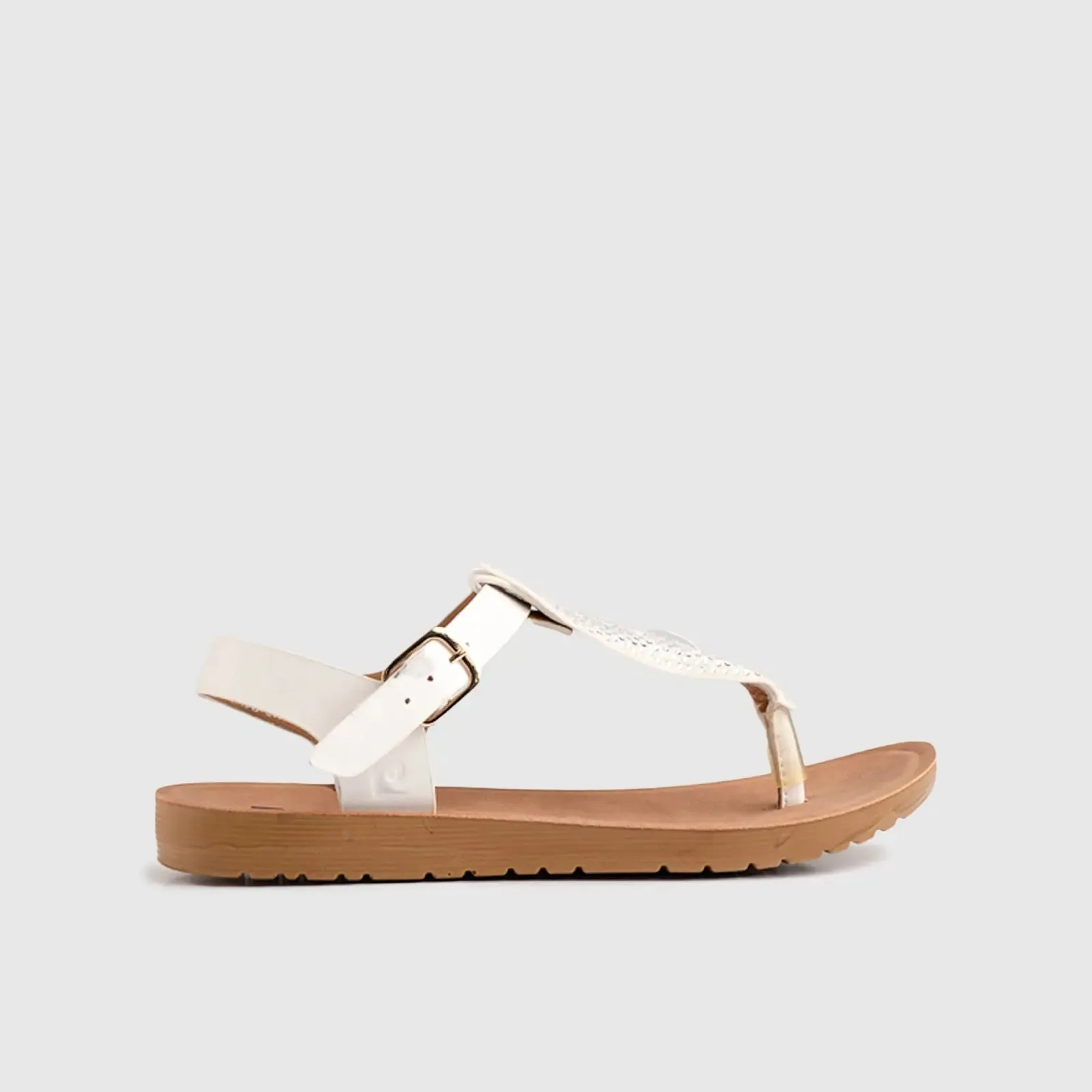 Ladies Thong Strap Sandal White 10511