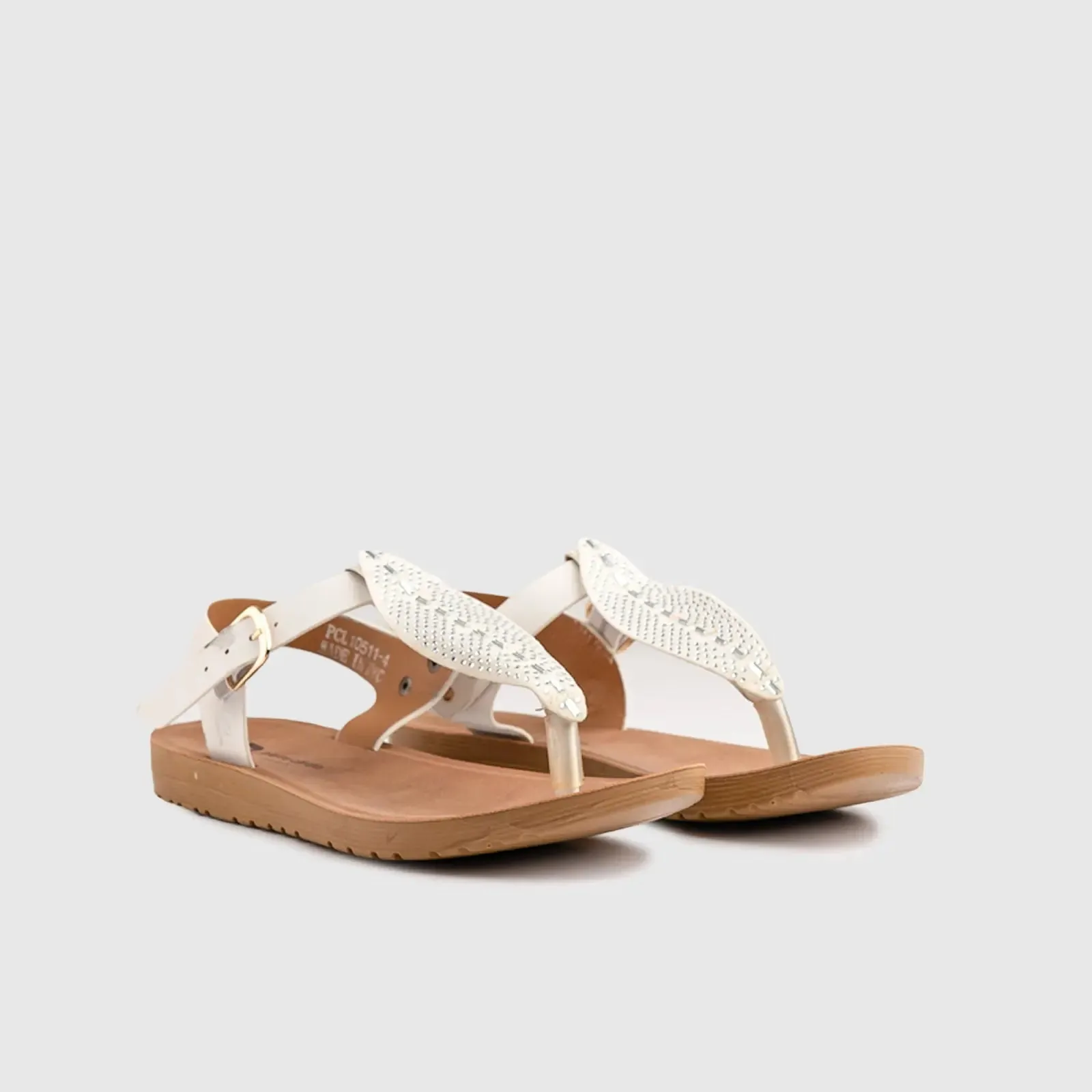 Ladies Thong Strap Sandal White 10511