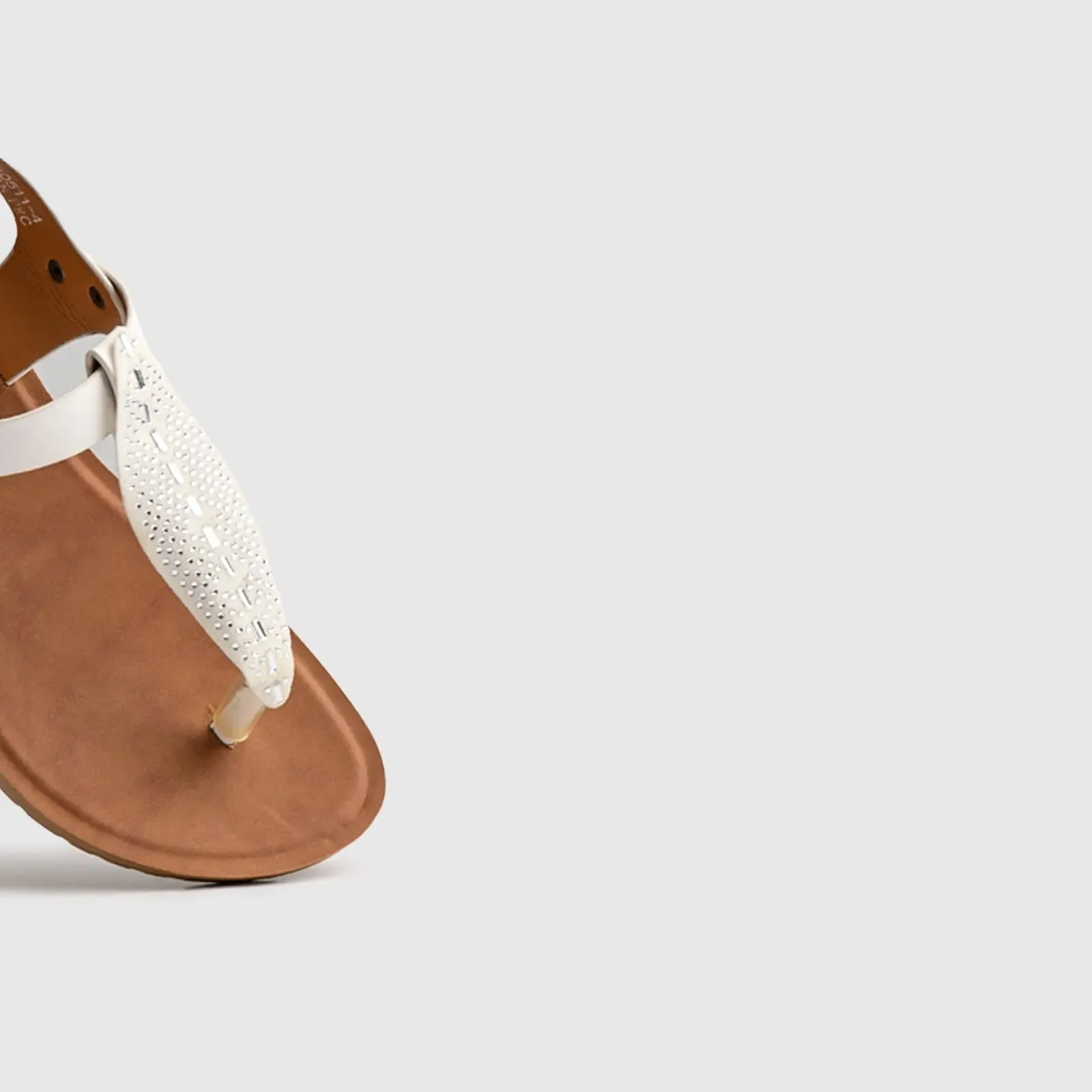 Ladies Thong Strap Sandal White 10511