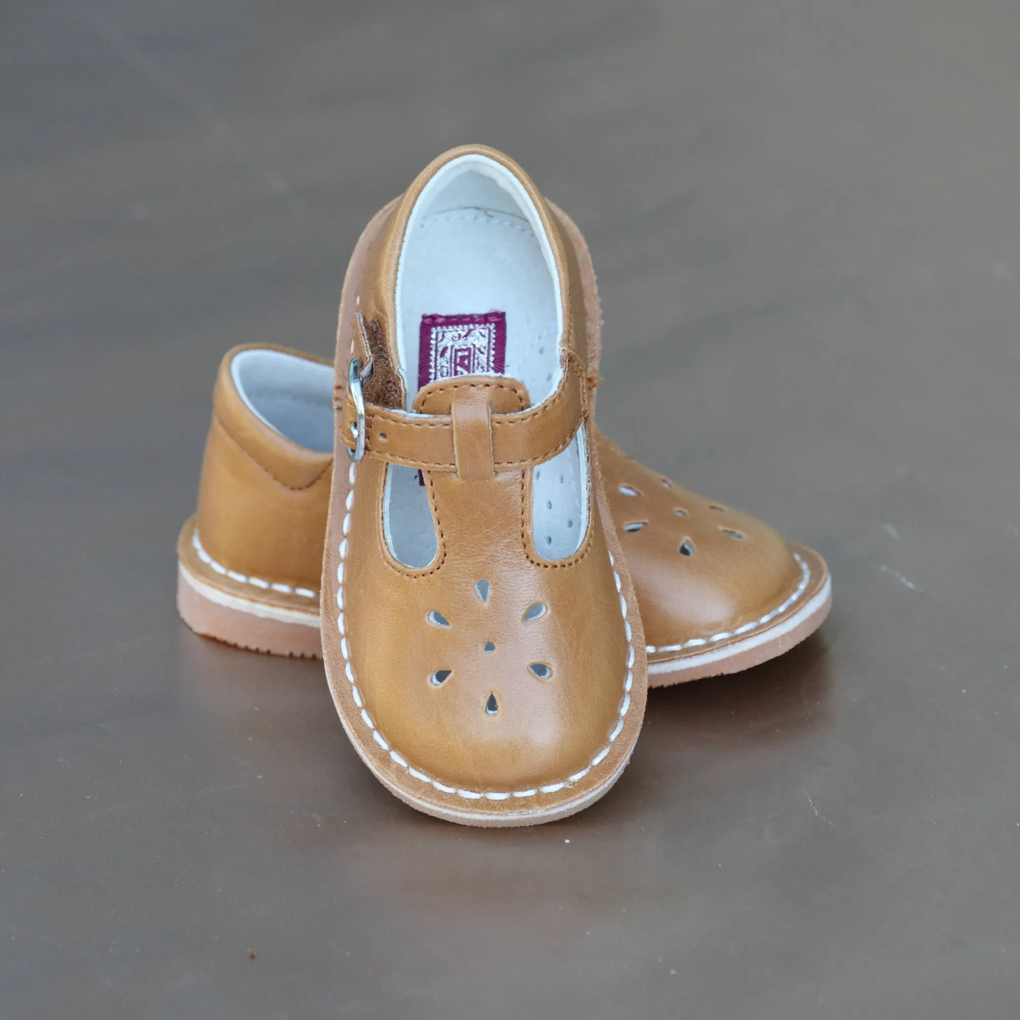 L'Amour Girls Vintage Mustard T-Strap Mary Janes