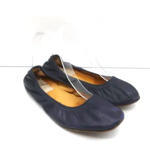 Lanvin Ballet Flats Navy Leather Size 38