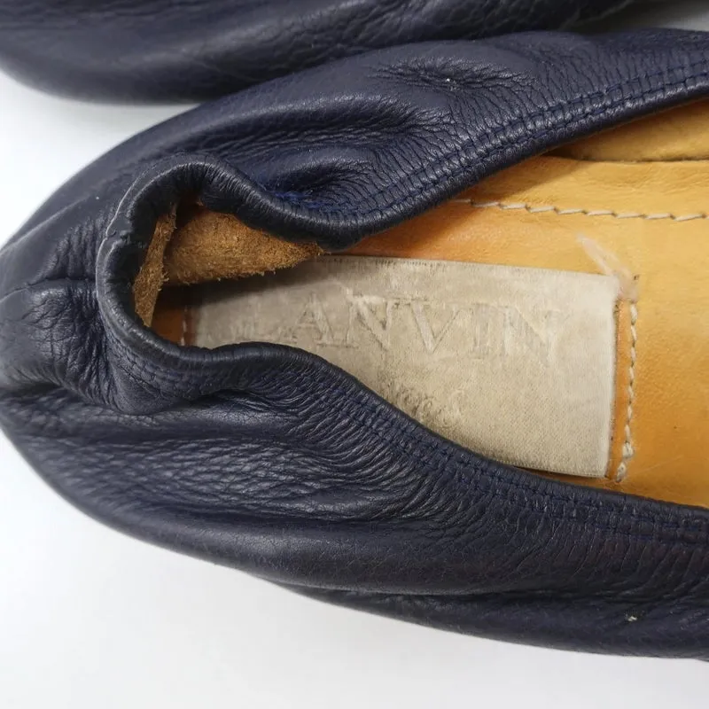 Lanvin Ballet Flats Navy Leather Size 38