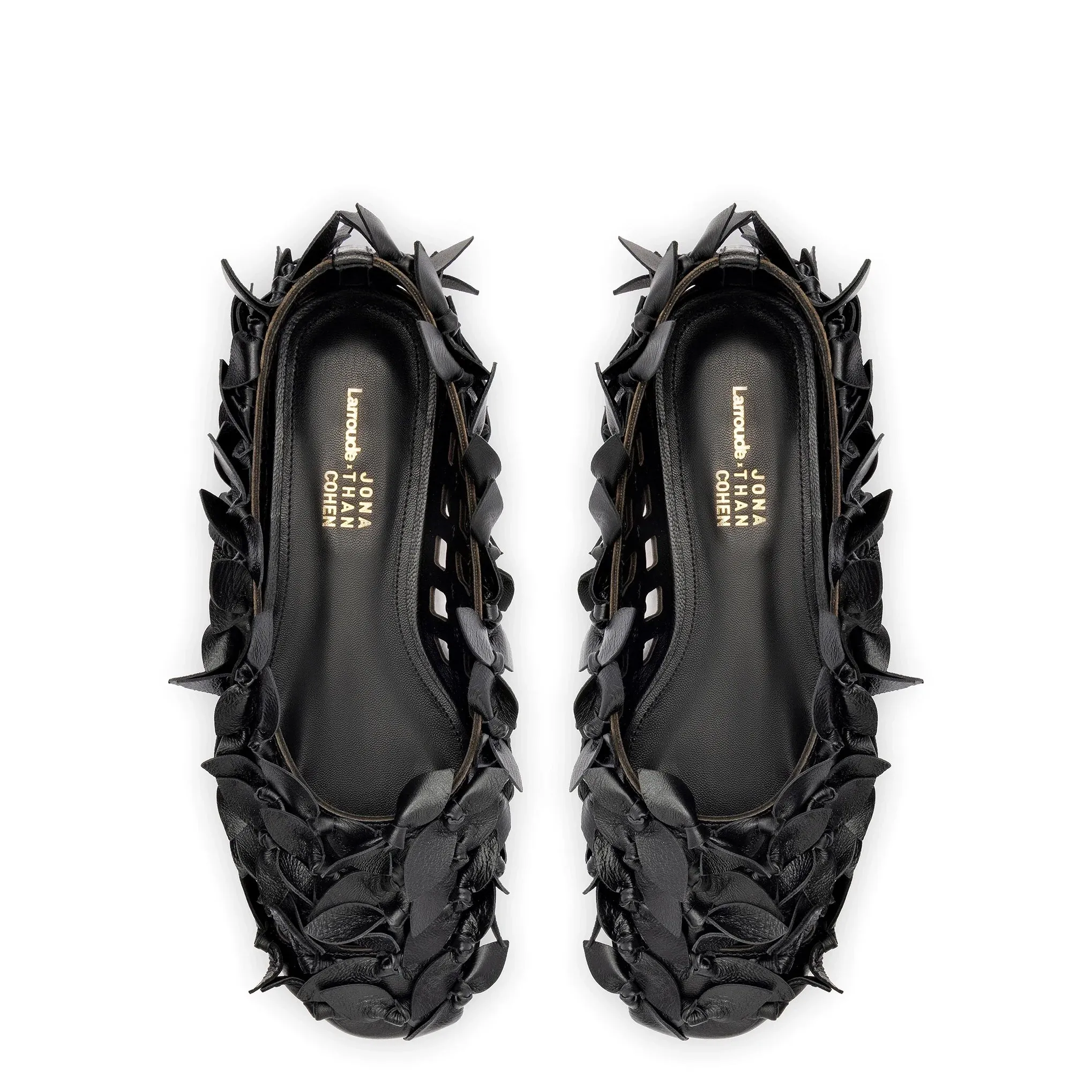 Larroude x Jonathan Cohen Ballet Flat In Black Leather
