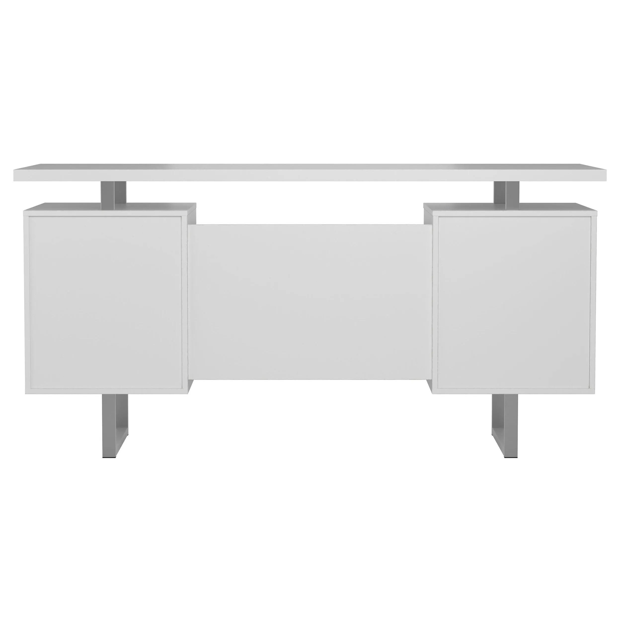 Lawtey 60-inch 2-drawer Computer Desk White High Gloss
