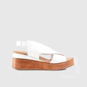 Leather Comfort Wedges White 8505