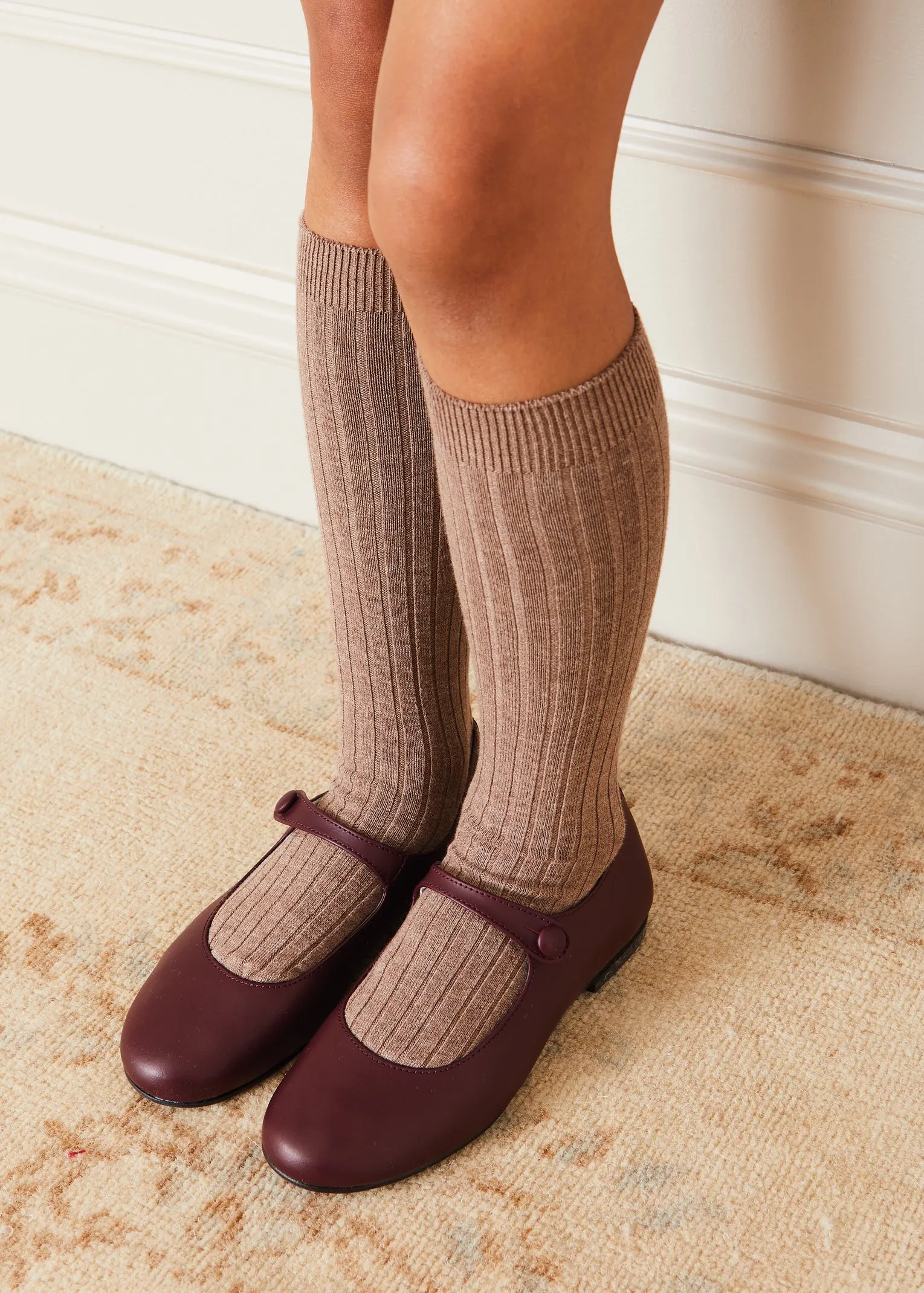 Leather Mary Jane Shoes in Burgundy (24-34EU)