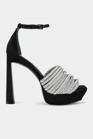 Lena Ankle-Strap Platform Sandal in Black