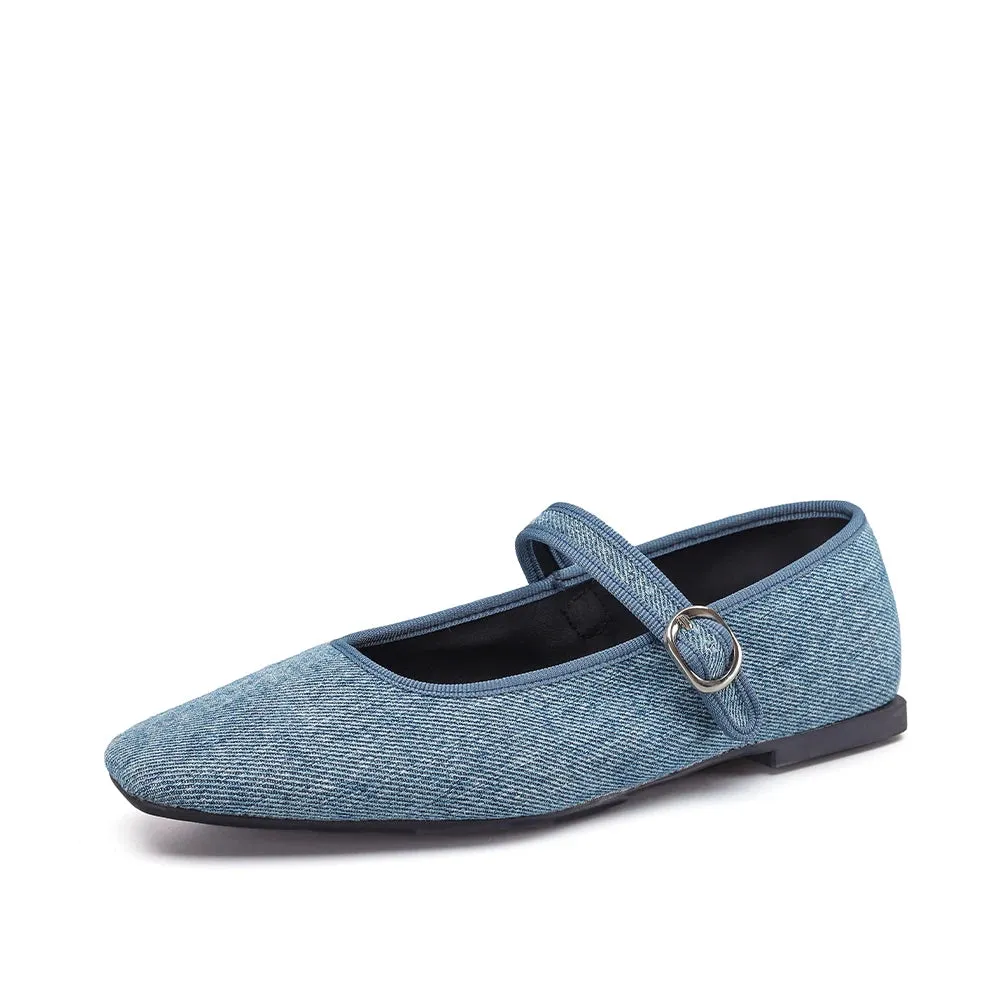 Leopard Print Velvet Mary Jane Flats  Comfortable Round Toe Shoes