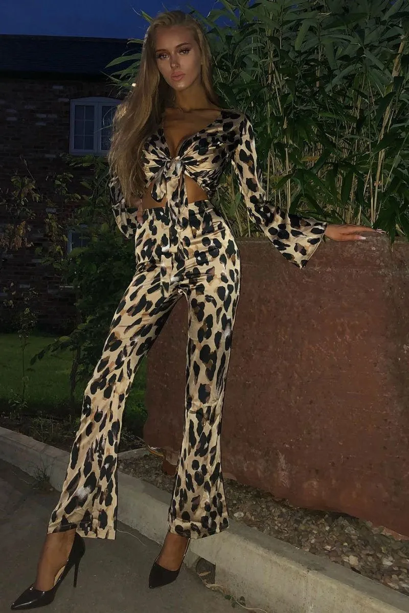 Leopard Satin Trousers And Shirt Co-ord - Maera