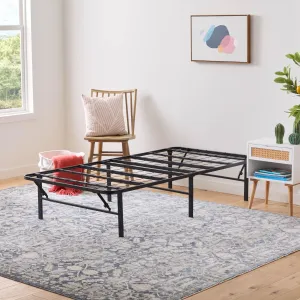 Linenspa Folding Metal Platform Bed Frame - No Box Spring Needed - Underbed Storage - Simple Tool Free Assembly - Mattress Foundation - 14" High - Traditional Design - Sturdy Steel - Twin Si