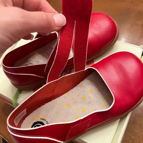 Livie &amp; Luca Cherry red leather Mary Jane red with white accent size 1 girls