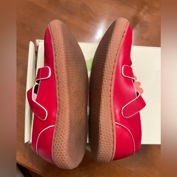 Livie &amp; Luca Cherry red leather Mary Jane red with white accent size 1 girls