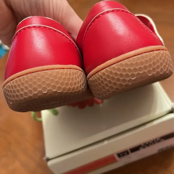 Livie &amp; Luca Cherry red leather Mary Jane red with white accent size 1 girls