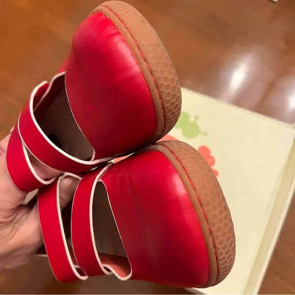 Livie &amp; Luca Cherry red leather Mary Jane red with white accent size 1 girls