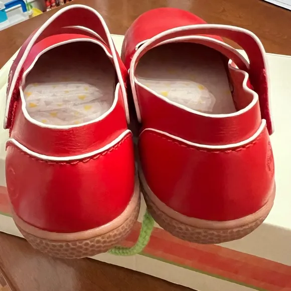 Livie &amp; Luca Cherry red leather Mary Jane red with white accent size 1 girls