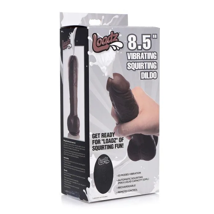 Loadz 8.5 Inch Vibrating Squirting Dildo with Wireless Remote Control - Chocolate