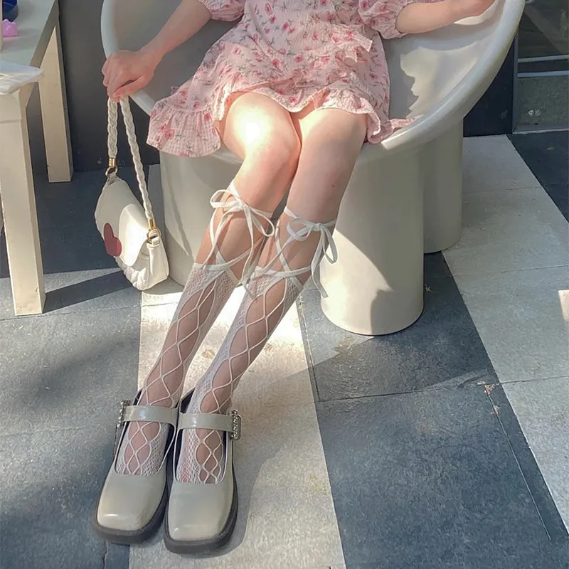 Lolita Hollow Lace Up Socks