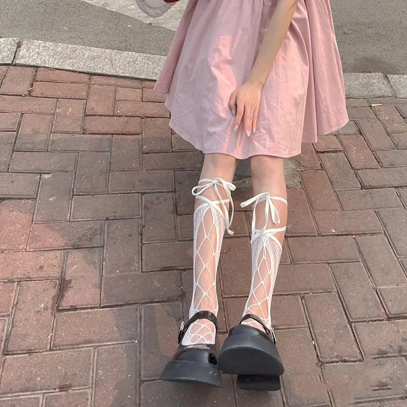 Lolita Hollow Lace Up Socks