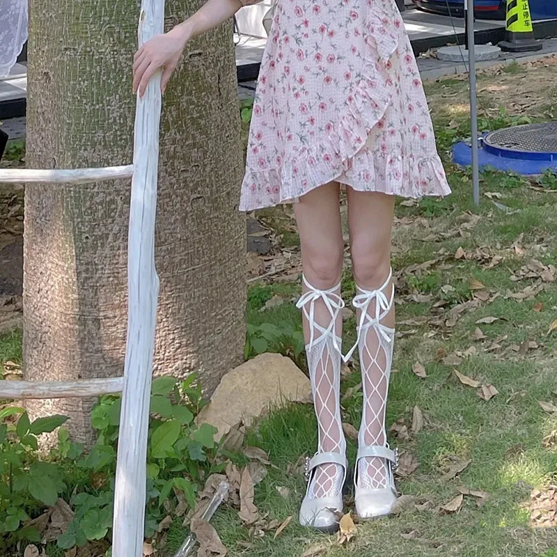 Lolita Hollow Lace Up Socks