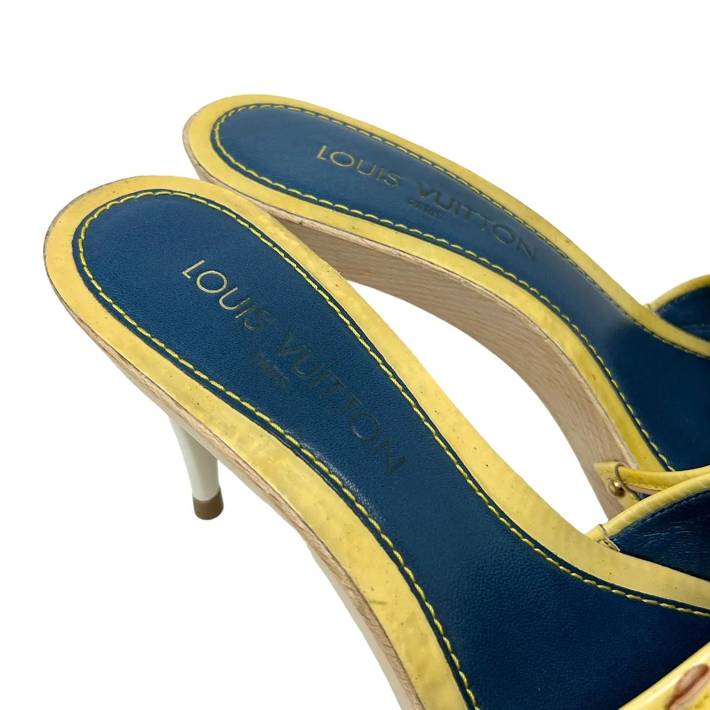 Louis Vuitton Denim Platform Logo Heels
