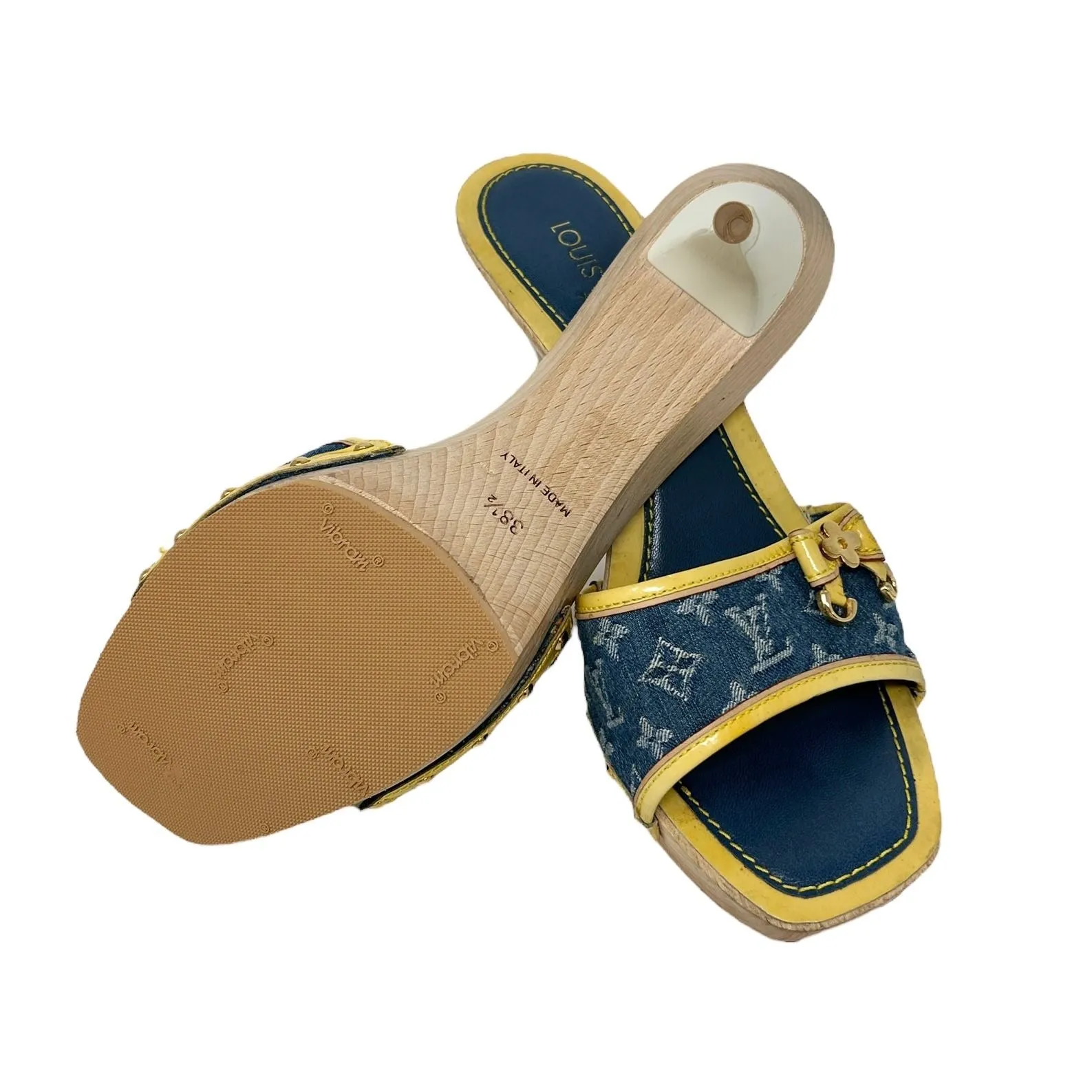 Louis Vuitton Denim Platform Logo Heels