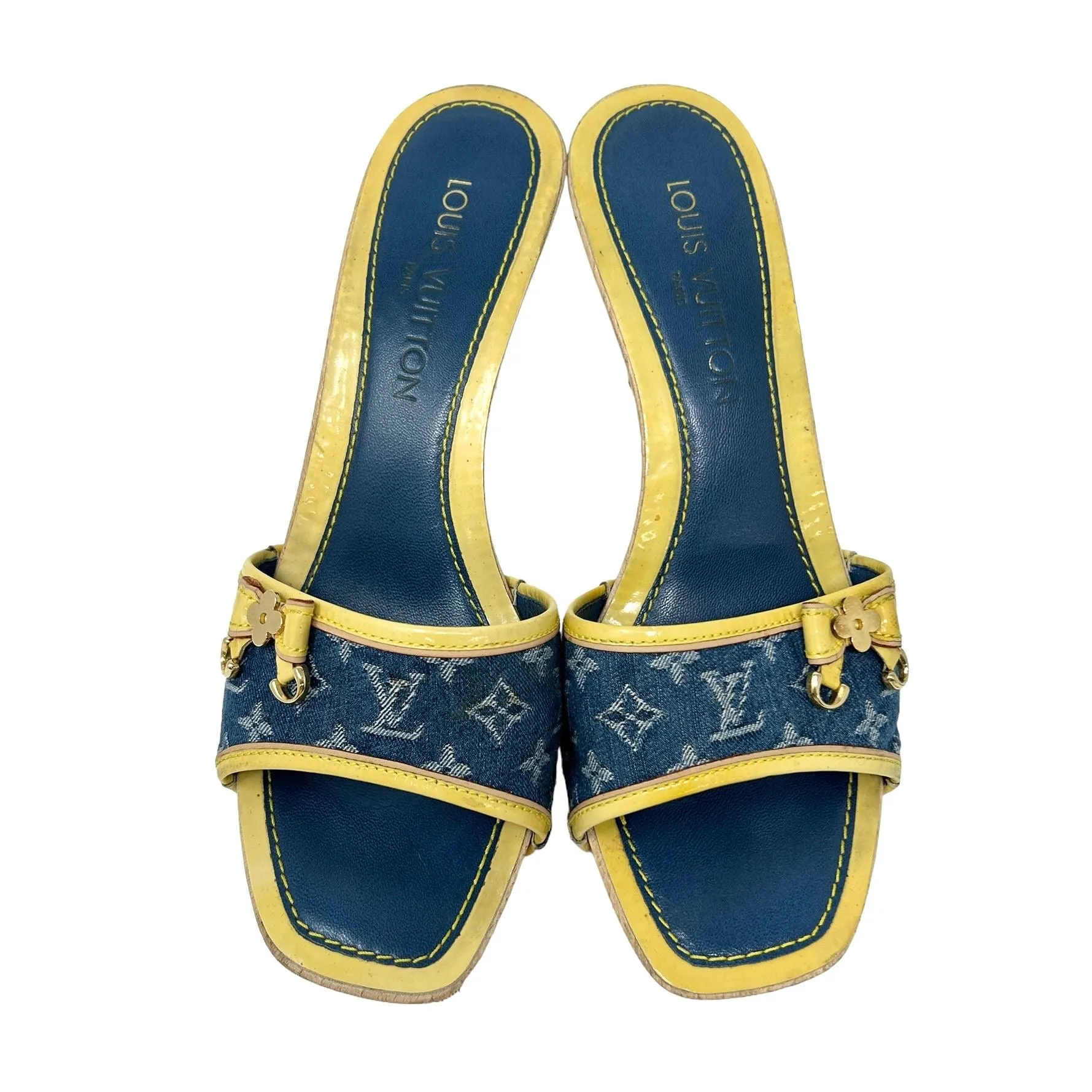 Louis Vuitton Denim Platform Logo Heels