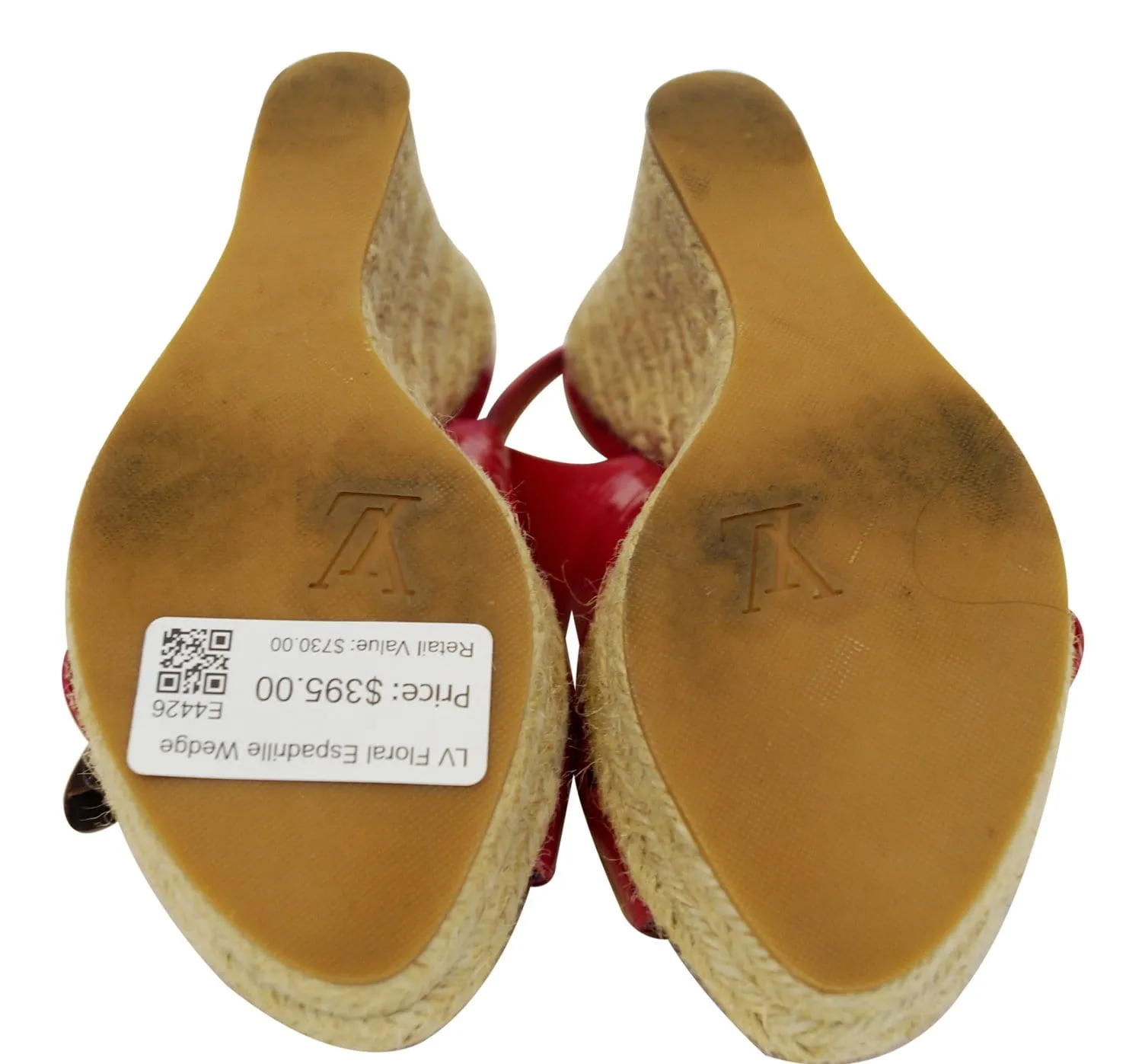 LOUIS VUITTON Patent Leather Floral Embellished Espadrille Wedges - Sale