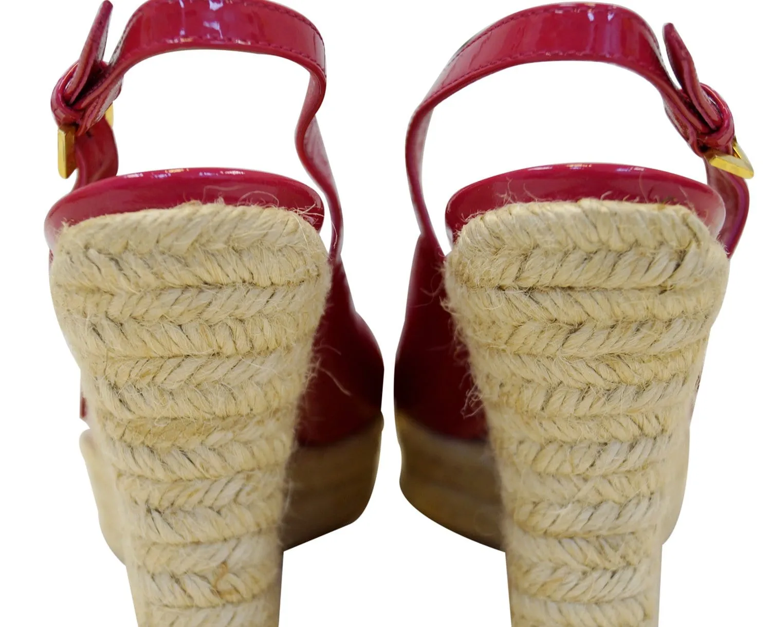 LOUIS VUITTON Patent Leather Floral Embellished Espadrille Wedges - Sale