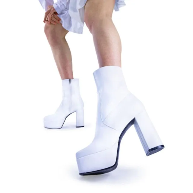 Love Knee High Platform Chunky High Heels Heart Print Boot
