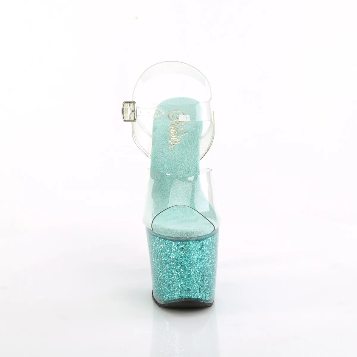 LOVESICK-708SG  Clear/Aqua multi Iridescent Glitters