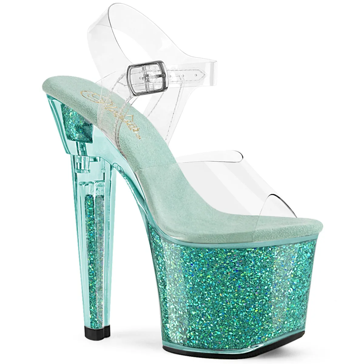 LOVESICK-708SG  Clear/Aqua multi Iridescent Glitters