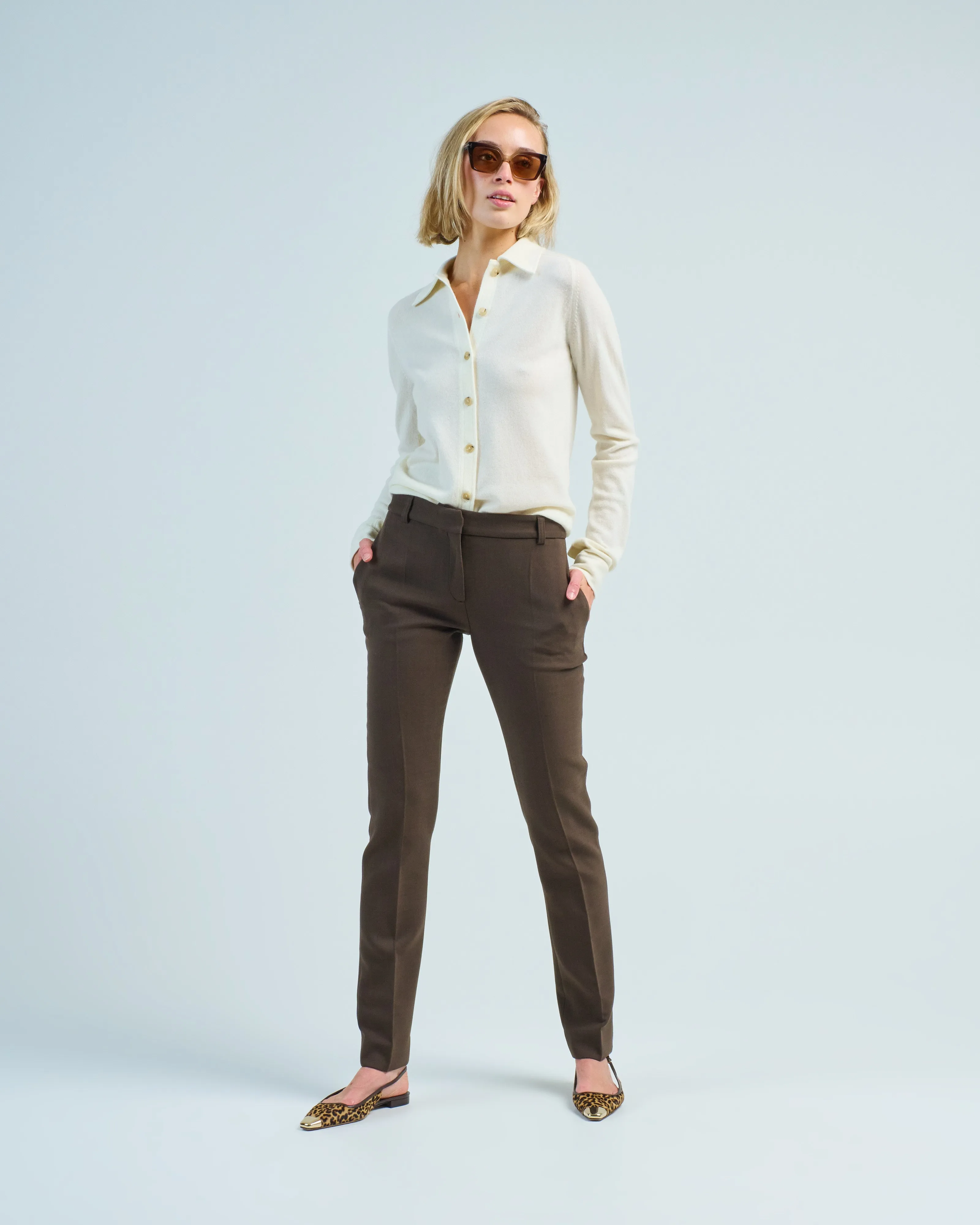low waist slim trousers