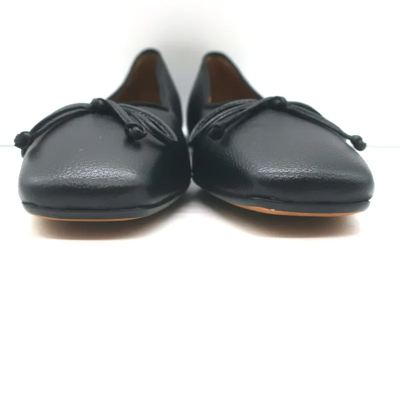 M. Gemi The Danza Square Toe Ballet Flats Black Leather Size 37 NEW