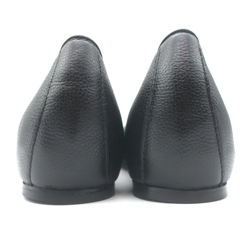 M. Gemi The Danza Square Toe Ballet Flats Black Leather Size 37 NEW