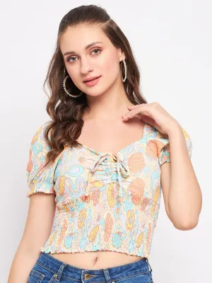 Madame Floral Sweetheart Neckline  Crop Top