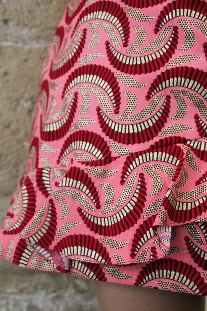 MALILI FRILLED SKIRT  Pink/Gold WAX