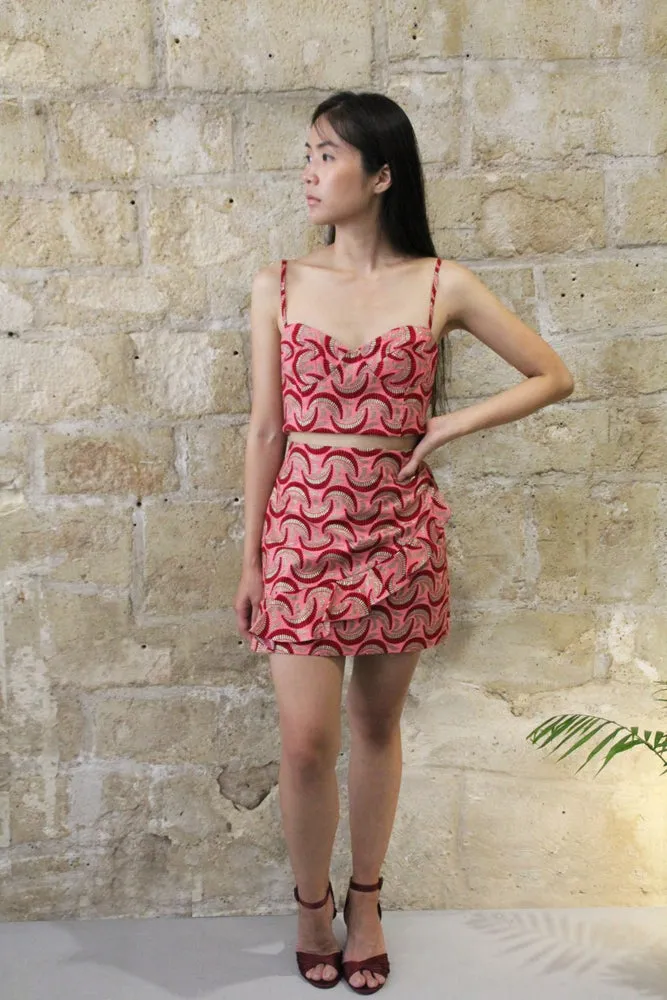 MALILI FRILLED SKIRT  Pink/Gold WAX