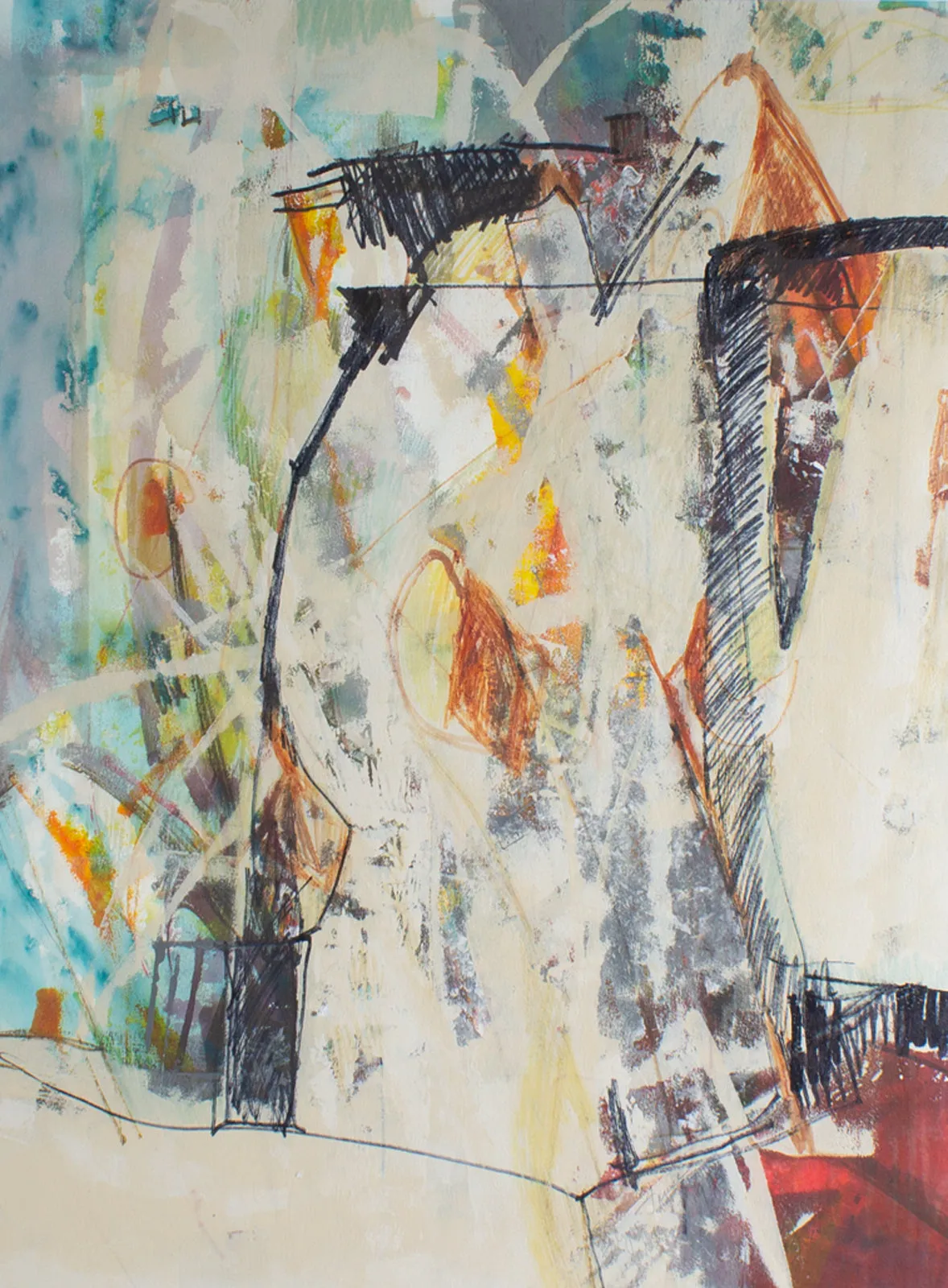 Mary Ann Flynn Fouse Signed 1995 Abstract Mixed Media Painting