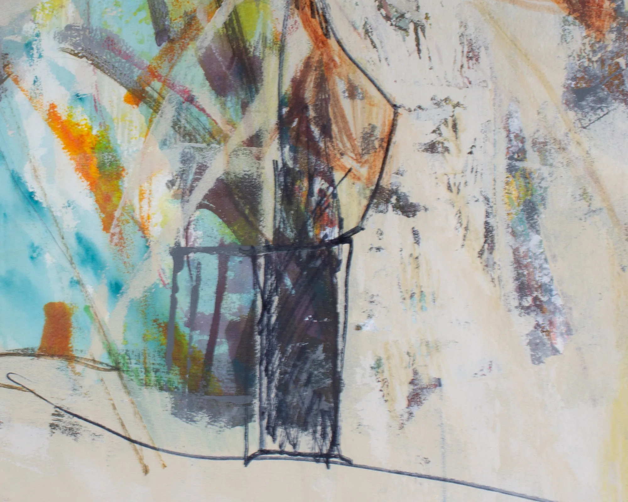 Mary Ann Flynn Fouse Signed 1995 Abstract Mixed Media Painting