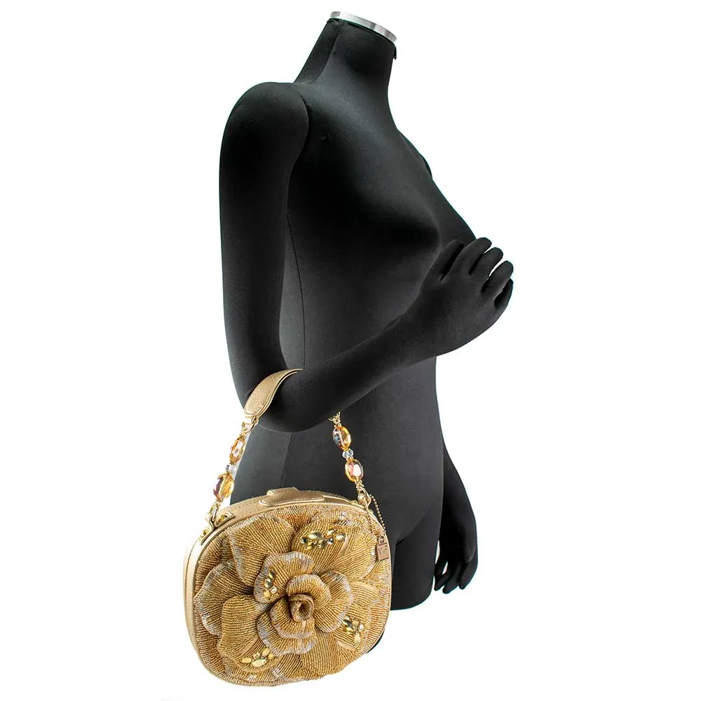 Mary Frances Golden Rose Gold Golden Rose Top Handle Bag New