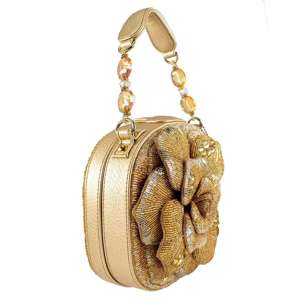 Mary Frances Golden Rose Gold Golden Rose Top Handle Bag New