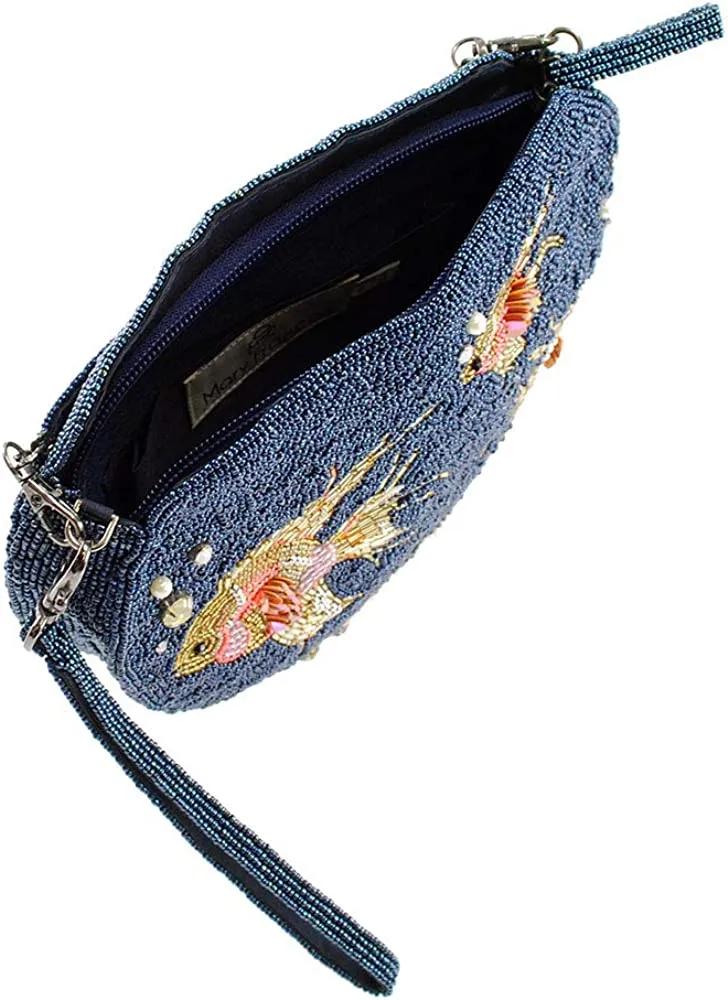 Mary Frances No Filter Fish Bowl Swim Blue Special Aqua Beaded Handbag Bag New