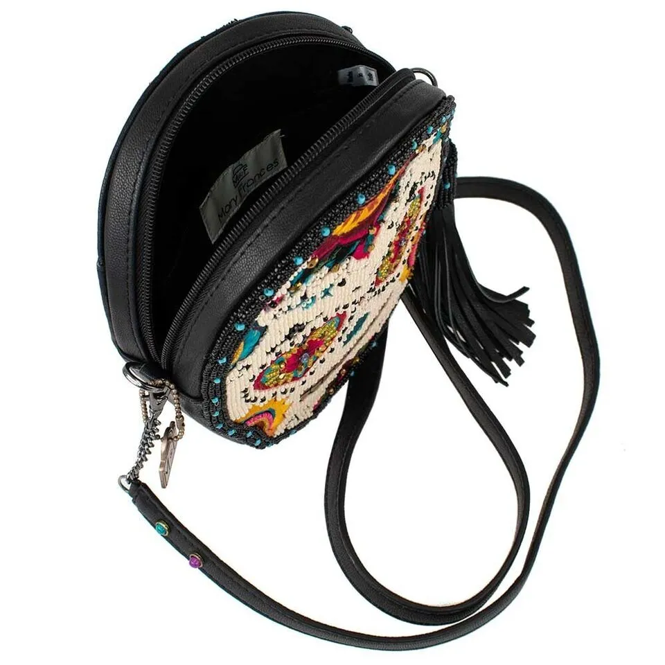 Mary Frances Sweet Calavera Sugar Skull Handbag Black Bead Purse Leather Bag New